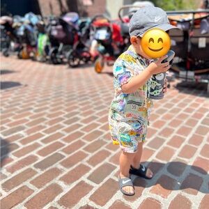 DISNEY matching set - Colorful Kids Cartoon Print Shorts